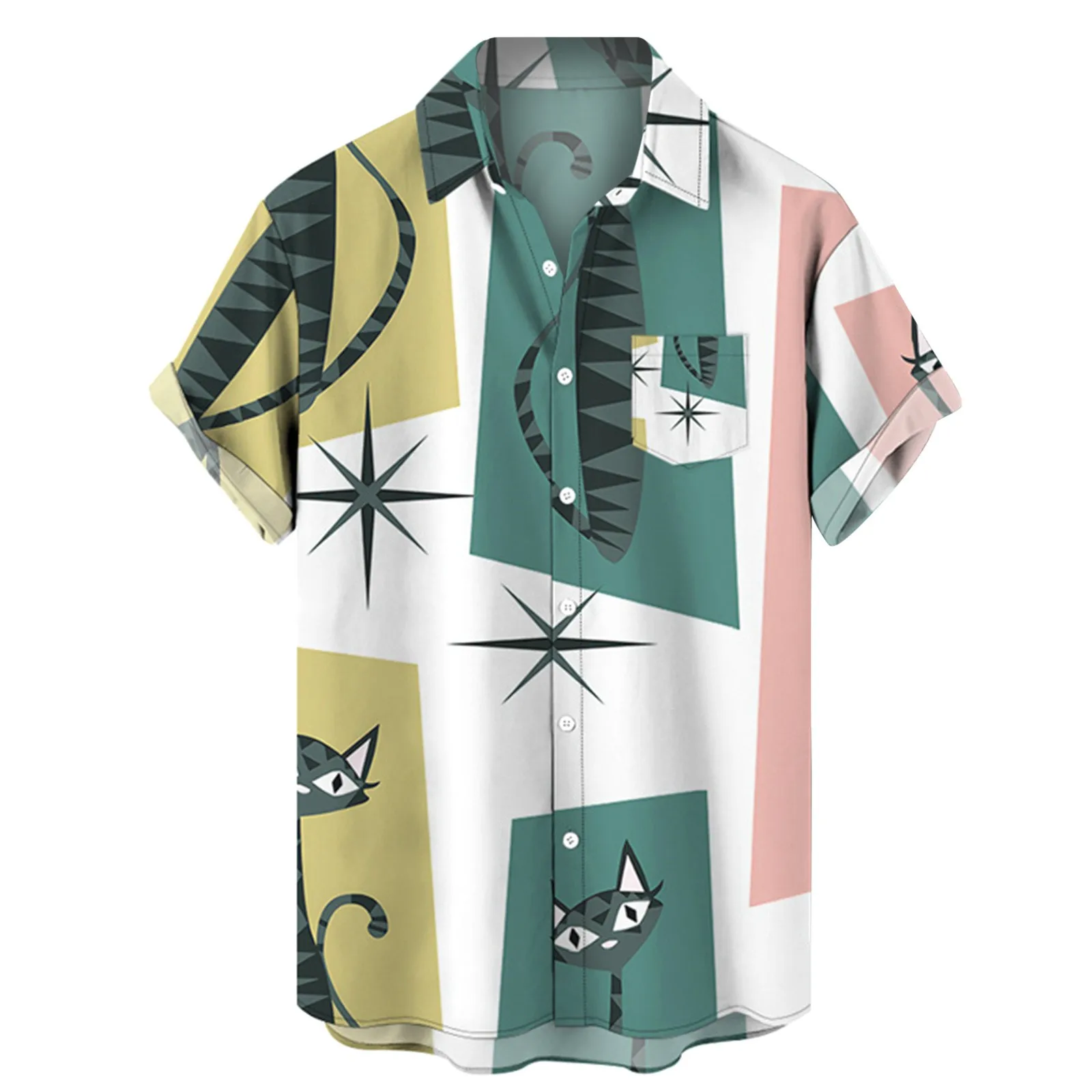2022 New Men's Short Sleeve Floral Hawaiian Shirts Plus Size Beachwear Casual Button Up Party Holiday Shirts Summer Aloha Shirts