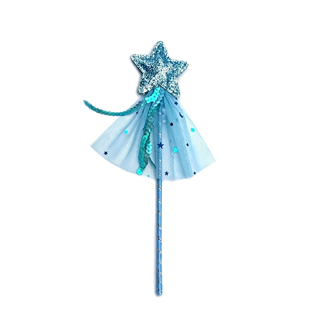 Magic Five Pointed Star Fairy Wand with Tassel Ribbon for Kids Birthday Party Halloween Cosplay Stage Performance Prop
