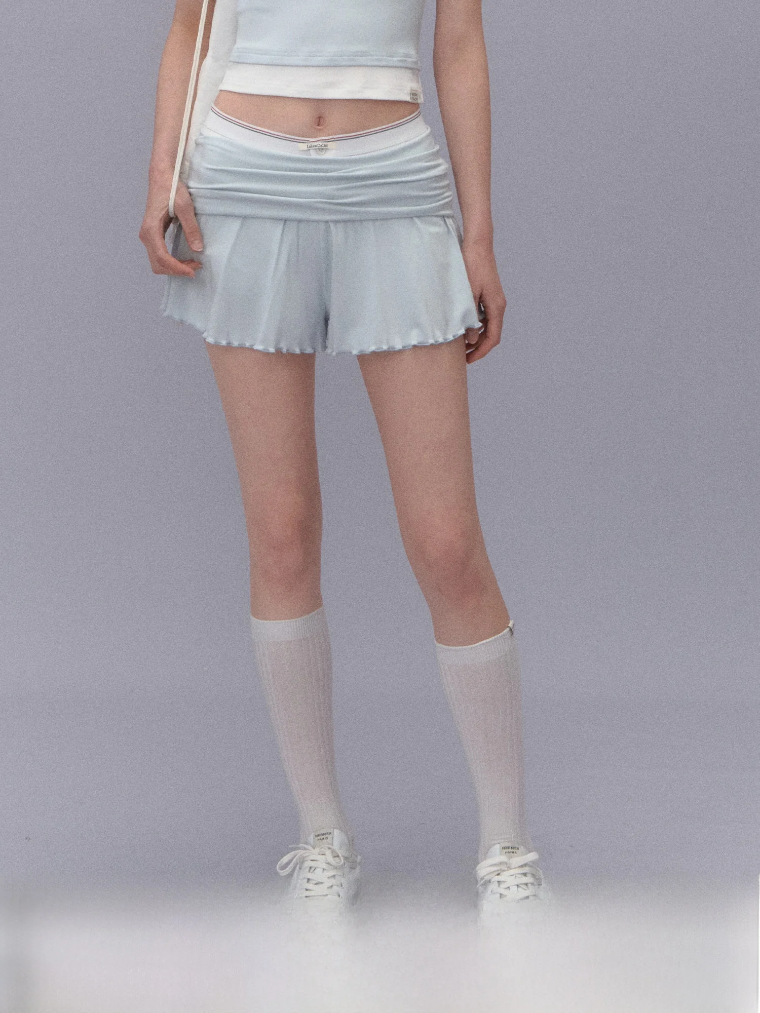 

Sweetened Casual ort Pants Women's Summer Slimming orts La Lune Du Ciel Brand l Waist Flounce Elastic Fiber