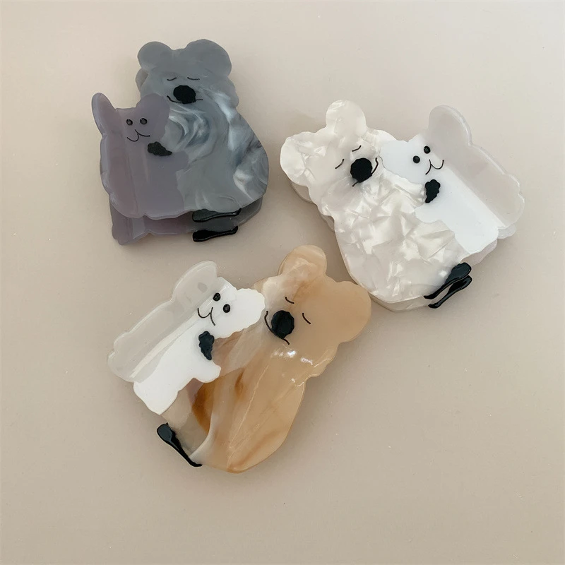 DuoShang Cute Cartoon Animal Koala Acetate Hair Claw Light Luxury Eco-friendly Animal Claw Clip for Women Girls Hair Accessories