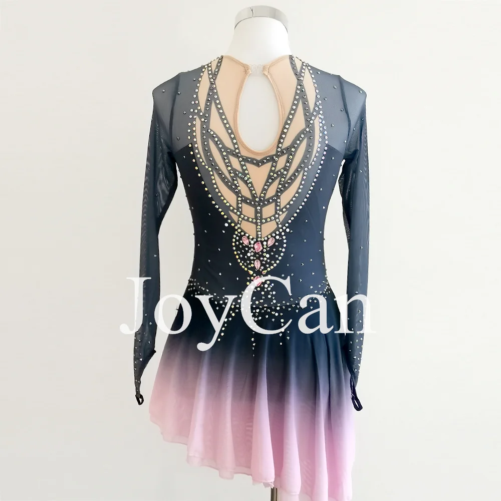 JoyCan 新デザインプロフェッショナル素敵なアイススケートドレス弾性メッシュスカート子供のためのシャーリングインセット BD7105