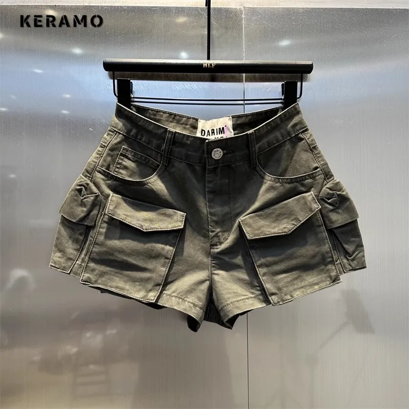 

Women's Hotsweet 2000S Y2K Gyaru High Waist Sheath Cyber Denim Shorts Street Kpop Style Casual Sexy Pockets Slim Fit Shorts