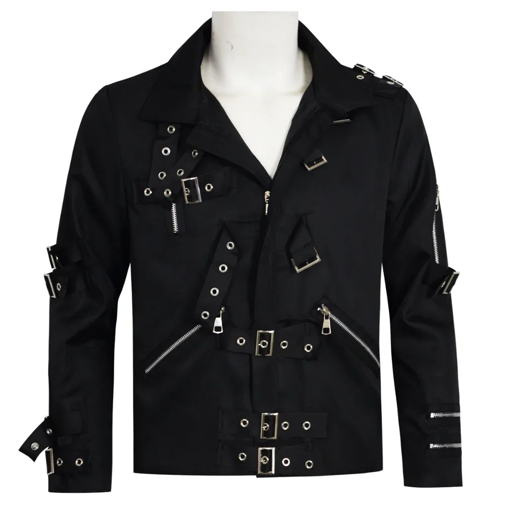 Michael Cosplay Jackson Costume BAD Punk Jacket Black Slim Jacket Costume Clothing For Man Adore Stars Impersonator Halloween view 5