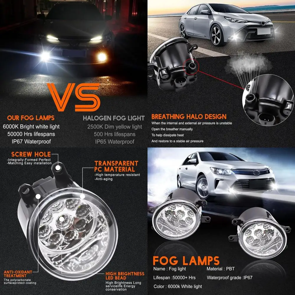 

Toyota Camry SE 2012-2014 Front Bumper LED Fog Lights, 6000K White, Pair