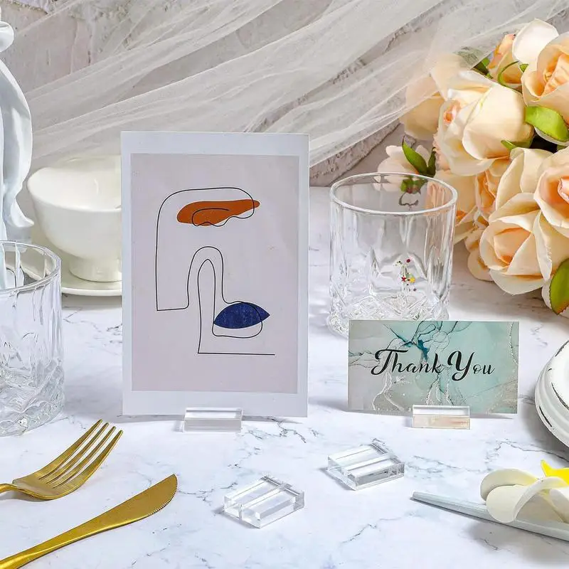 

Solid Wedding Sign Holder Clear 50pcs Acrylic Table Cards Stand For Banquet Wedding Blank Cards Stands Business Card Holder