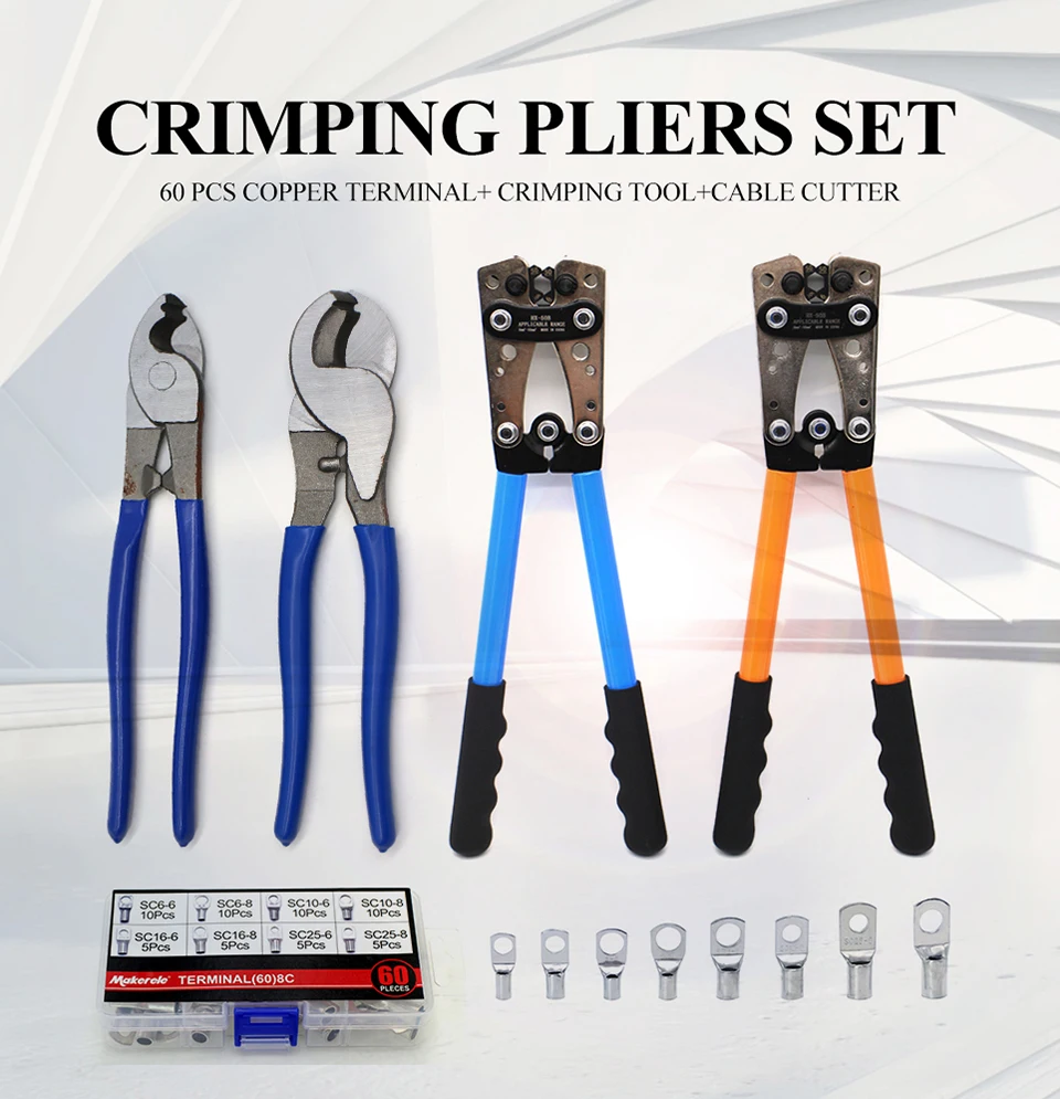 Crimping Plier 6-50mm HX-50B AWG 1-10 Cat Auto Copper Ring Bare Cable Battery Terminals Lug Crimping tool Cable Terminal Plier