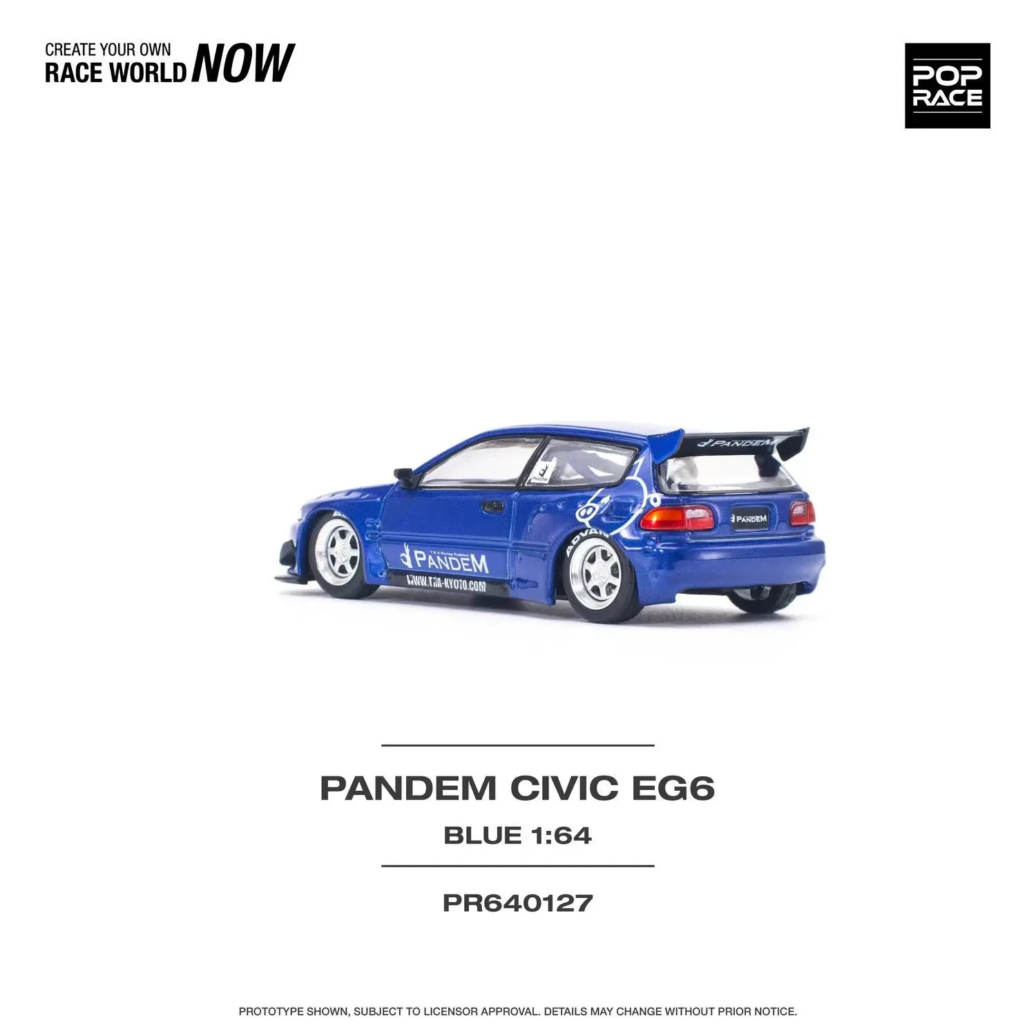 POP RACE 1:64 Pandem Civic EG6 Edizione speciale Diecast Diorama Modello di auto giocattolo