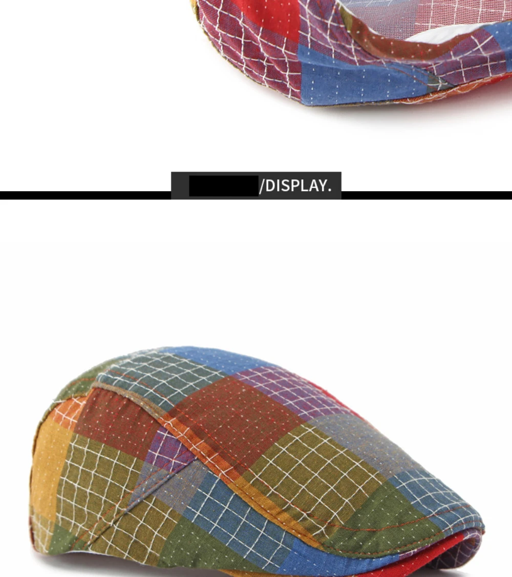 HT5115 Baskenmütze Frühling Sommer Sonnenhut für Männer und Frauen Retro Karierte Künstler-Malermütze Verstellbare Ivy Flat Cap Baskenmützen – Detail 6