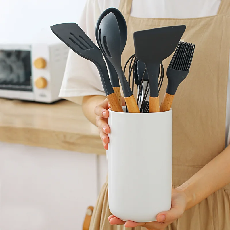 Ceramic Storage Canister Nordic Kitchen Utensil Holder for Spoons Spatulas Cooking Tools Organizer view 2