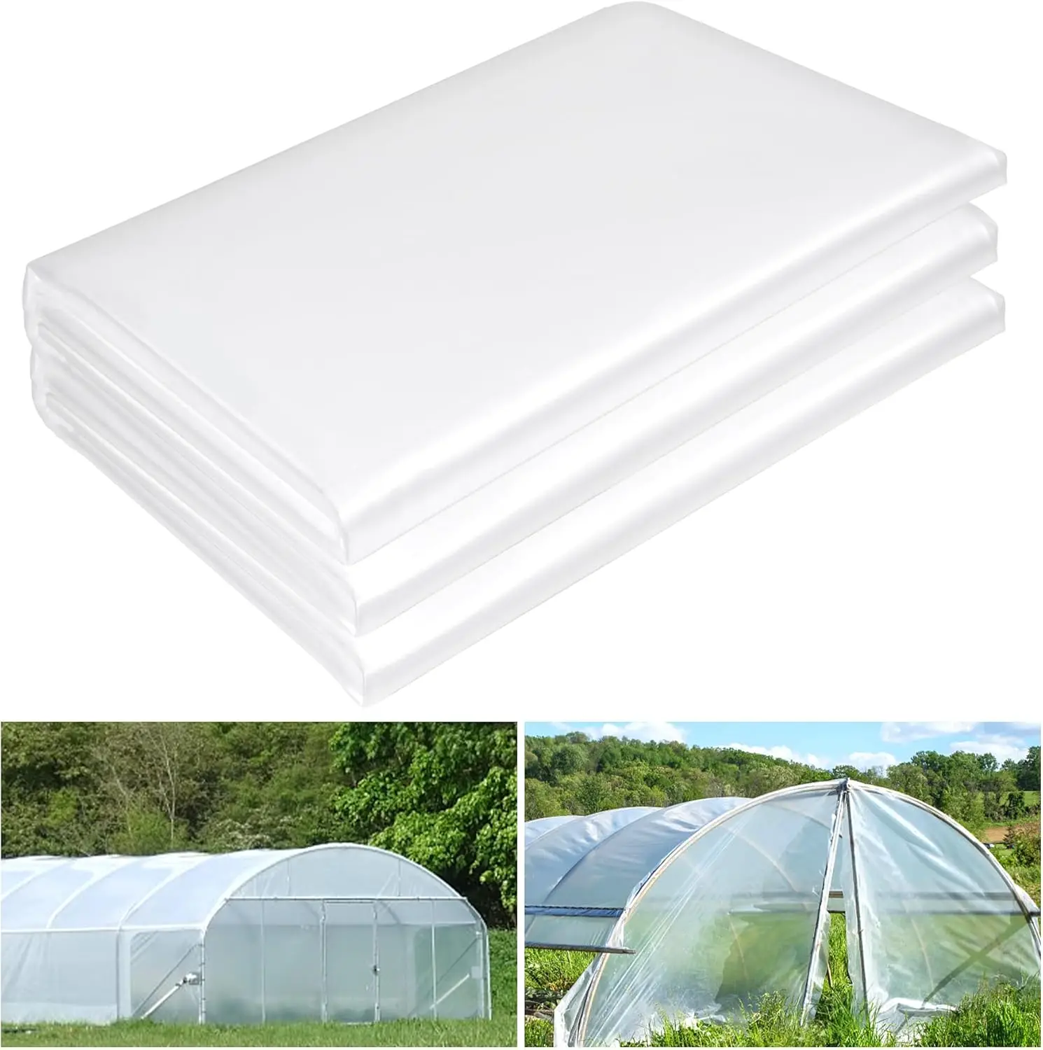

24 x 26 FT Clear Greenhouse Plastic Sheeting, 6 Mil Polyethylene Film Heavy Duty, Water Sun Frost Wind Dust Resistant Winter Hoo