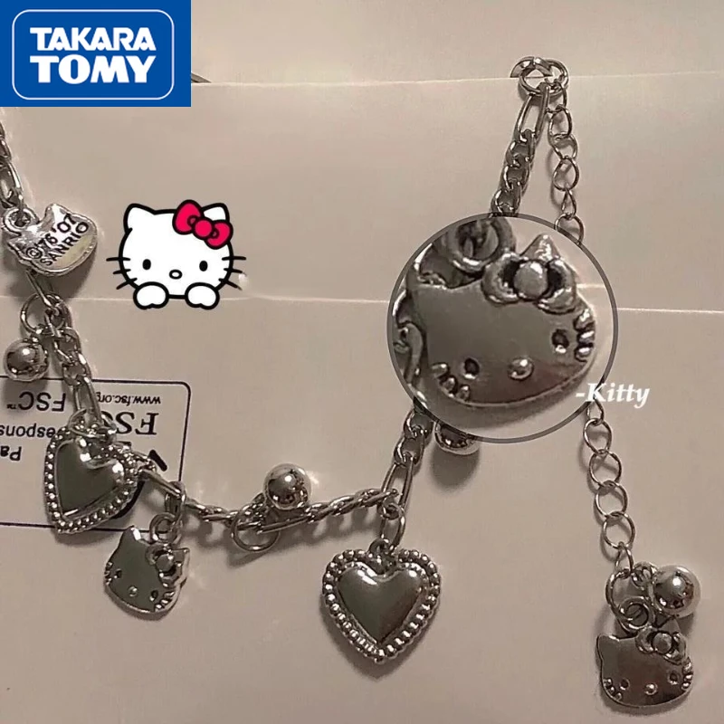 

TAKARA TOMY Hello Kitty Girl Cute Love Double-layer Girlfriends Bracelet Student Sweet and Light Small Gift Hand Jewelry