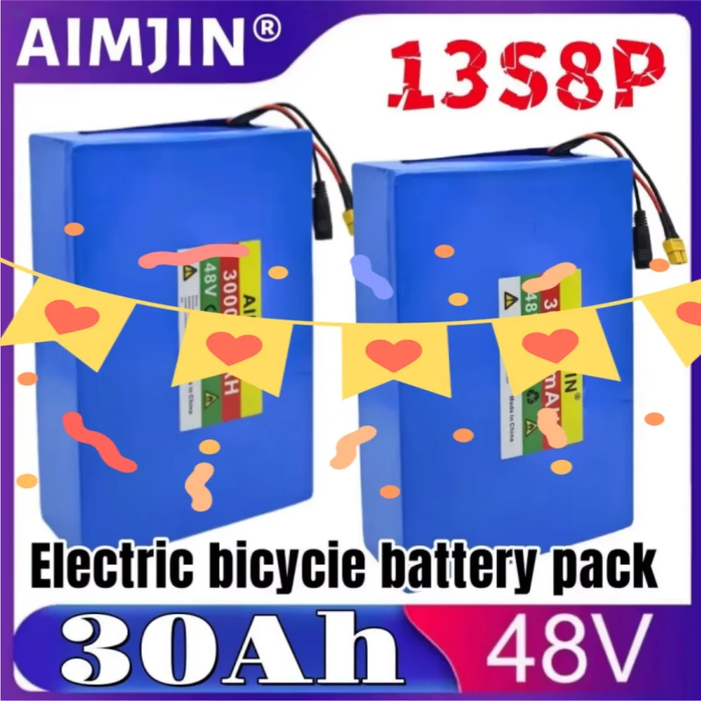 New 48V 30Ah Lithium Battery Pack for Citycoco Motorized Scooter 30000mAh 2000W with Built-in 50A BMS High Capacity 13S8P