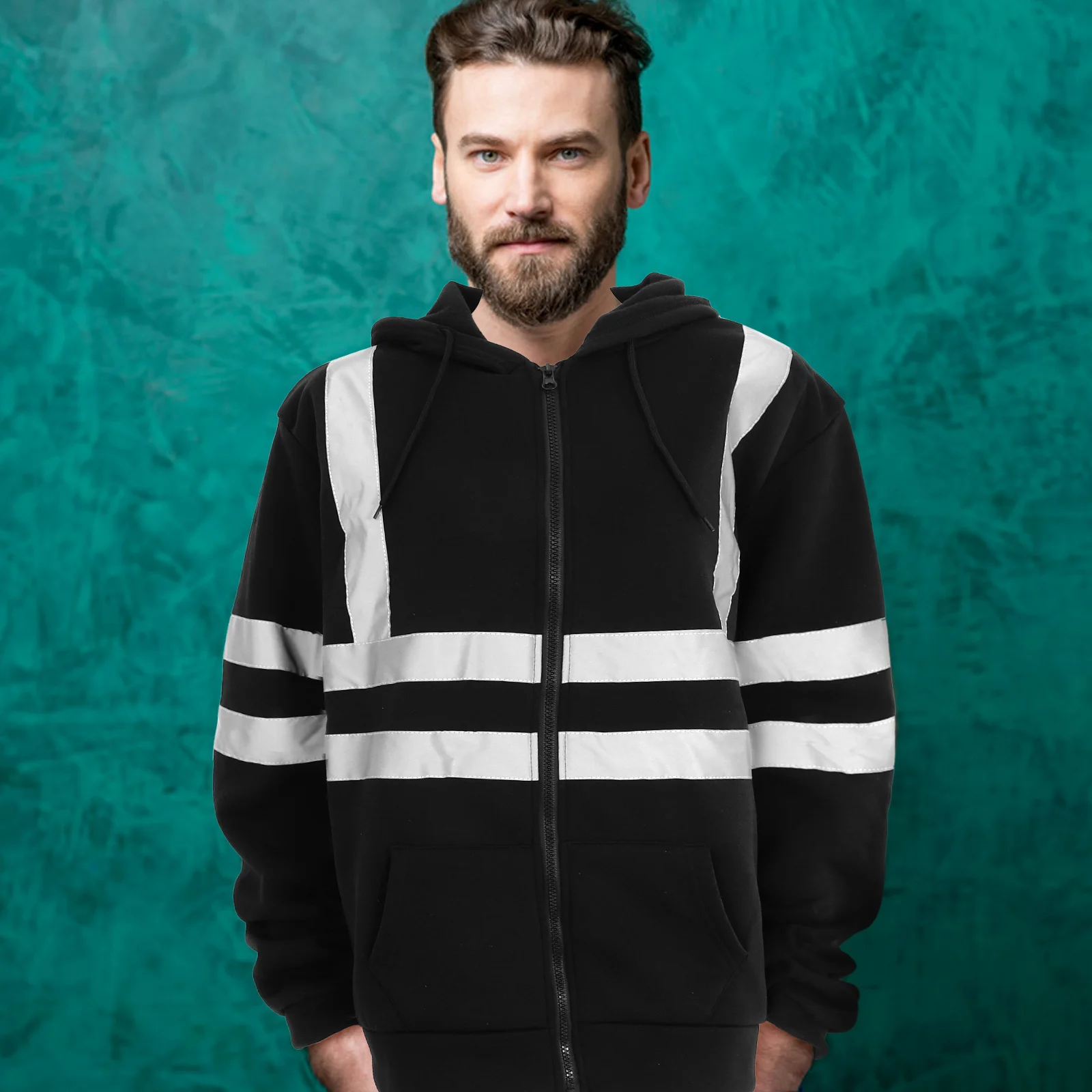 

High Visibility Reflective Hoodie Lightweight Safety Sweatshirt For Night Work Construction Road Outdoor Activities Unisex