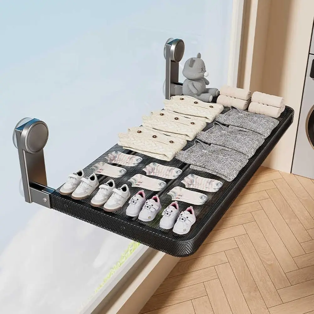 

Раздвижная настенная сушилка, сетчатая полка для белья, кухни и ванной комнаты (черная, 40 см)