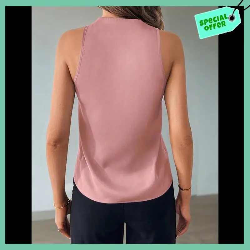 

Sturdy Womens Pleated Tank Tops V Neck Casual Sleeveless Blouses Summer Basic Vest Shirt