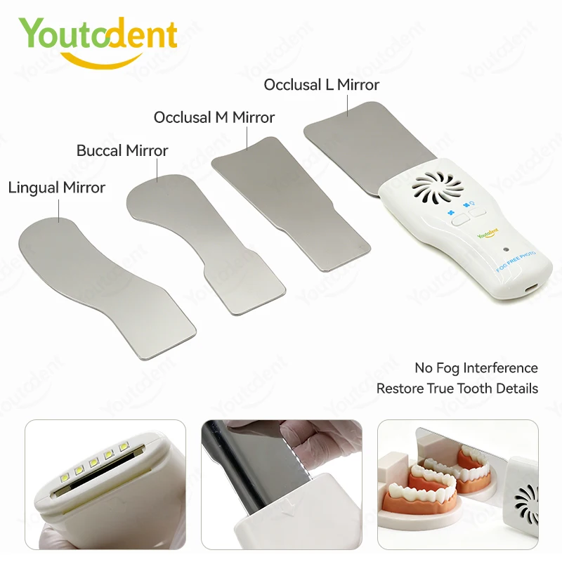 Dental Automatic Anti-fog Mirror for Oral Photography Reflector Defog Mirror Orthodontic Buccal Occlusal Lingual Dental Supplies