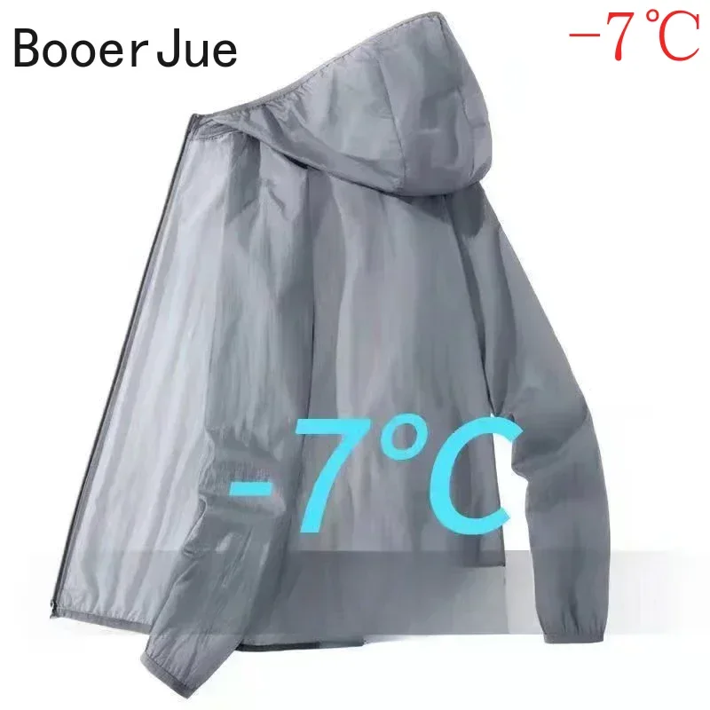UPF 50+ Men Summer Thin Sun Protection Jacket Outdoor Zipper Hooded Loose Casual Outerwear UV-proof Breathable Quick Dry Cycling