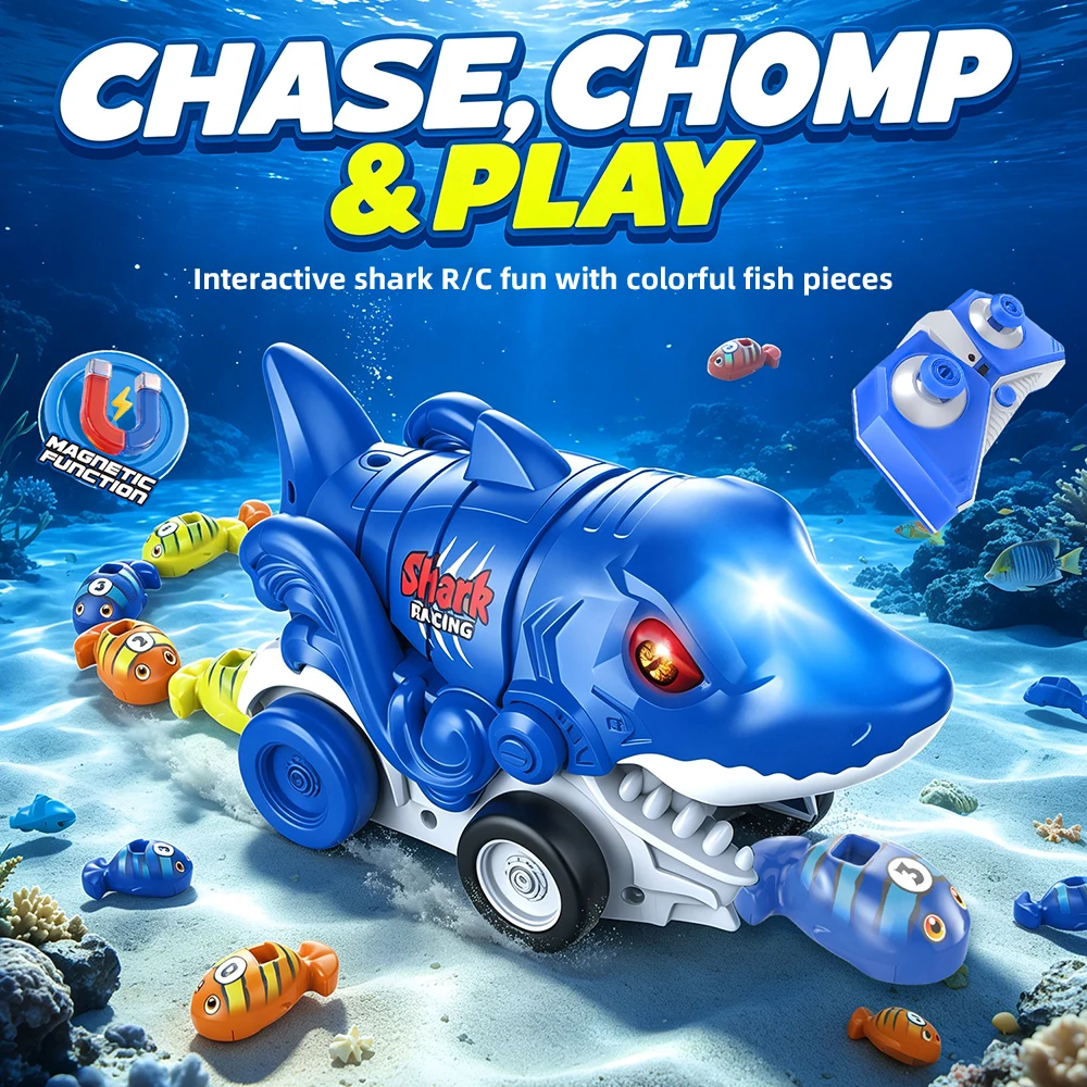 Remote Control Snake Magnetic Shark Devouring Car Double Interactive Puzzle Battle Children's Competitive Toy Car
