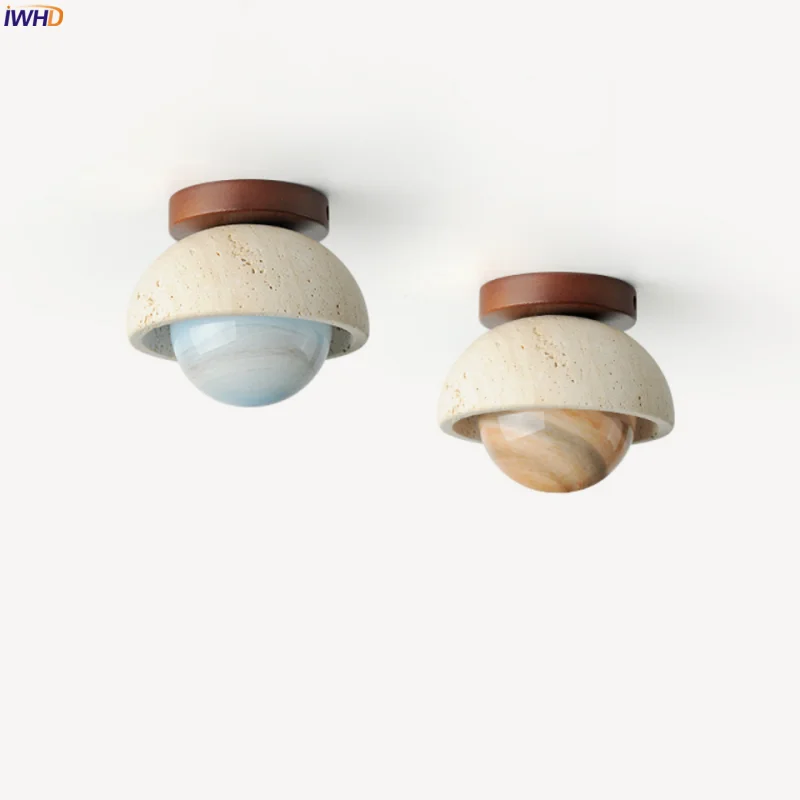 

IWHD 4W Small LED Ceiling Lamps For Living Room Kitchen Home Decor Yellow Travertine Wabi Sabi Ceiling Lights Lampa Sufitowa