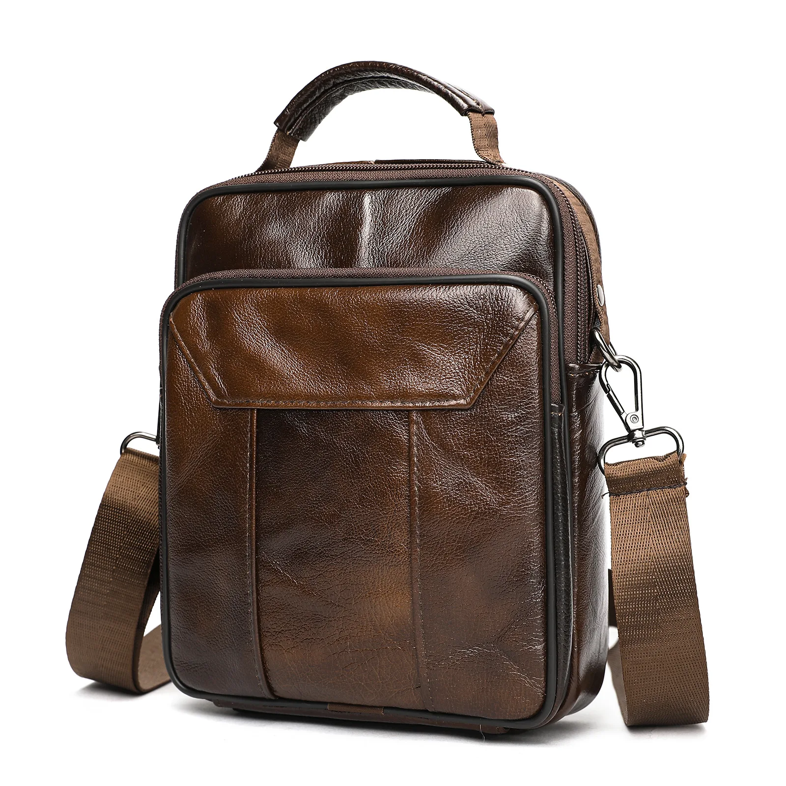 Genuine Leather Men Shoulder Bag Male Vintage Crossbody Handbag Business Work Travel Messenger Pouch Laptop Tablet Pack