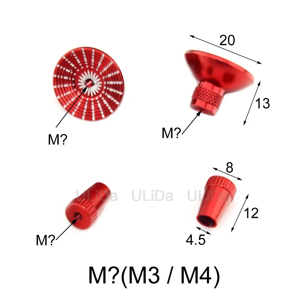 M3 M4 Aluminum Transmitter Joystick Thumb Stick Umbrella Thumbstick Non-slip Rocker for RC Futaba Spektrum Frsky JR Drone