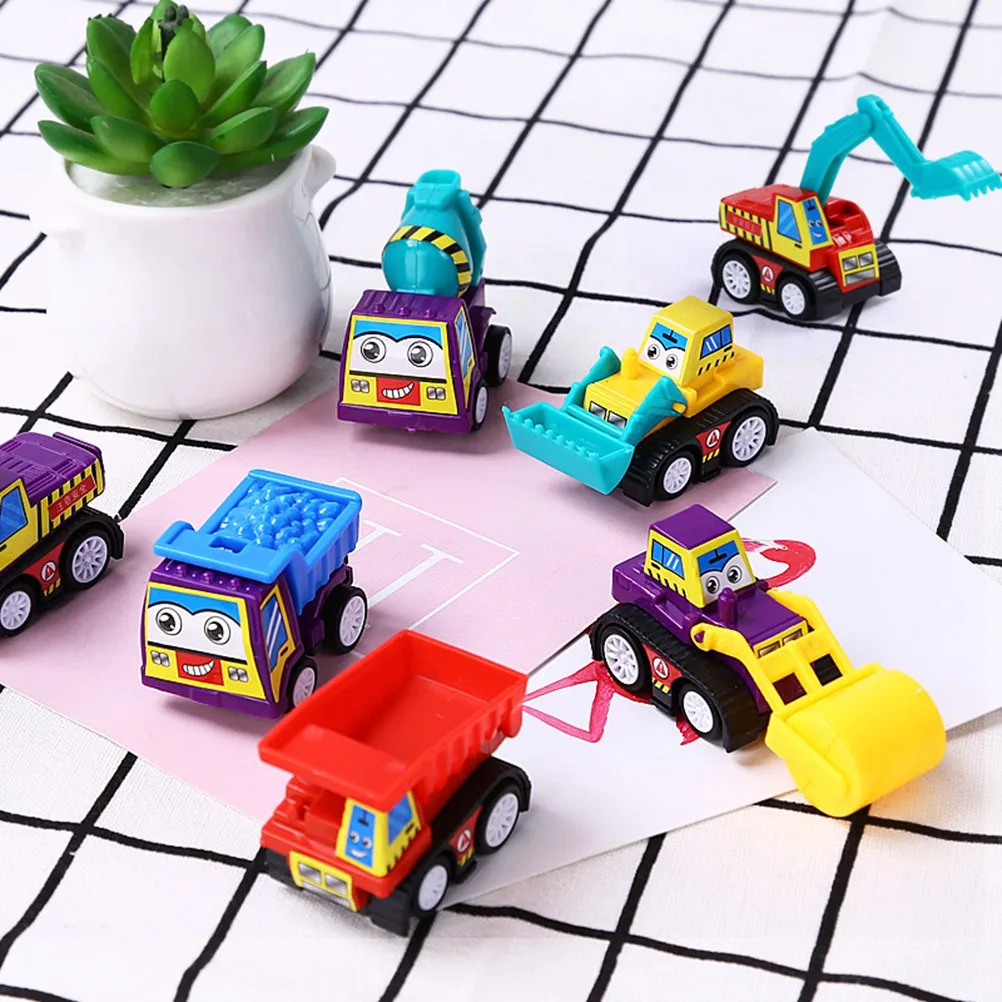 

12 Pcs Back Car Suit Friction Toy Bright Colorful Educational Children Engineering Vehicle Children Toy Safe Plastic