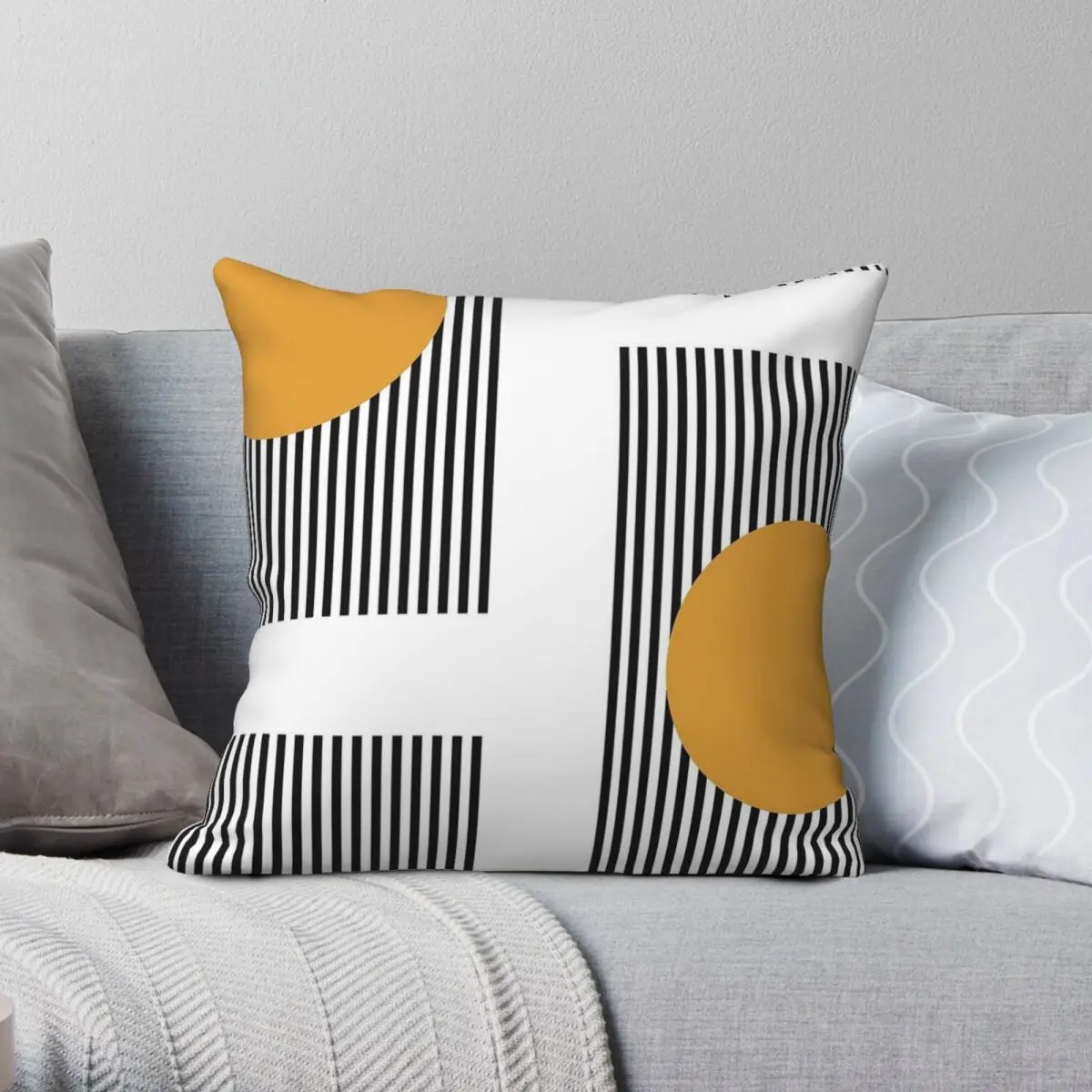 

Vibrant Bauhaus Square Pillowcase Polyester Linen Velvet Creative Zip Decor Room Cushion Cover 45x45