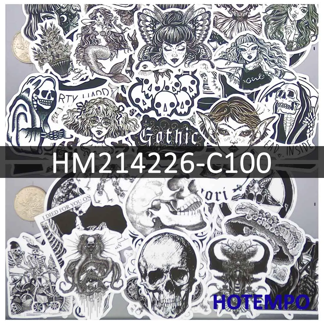 

50/100Pieces Gothic Graffiti Style Totem Demon Monster Witch Funny Stickers for Motorcycle Car Bike Luggage Phone Laptop Sticker