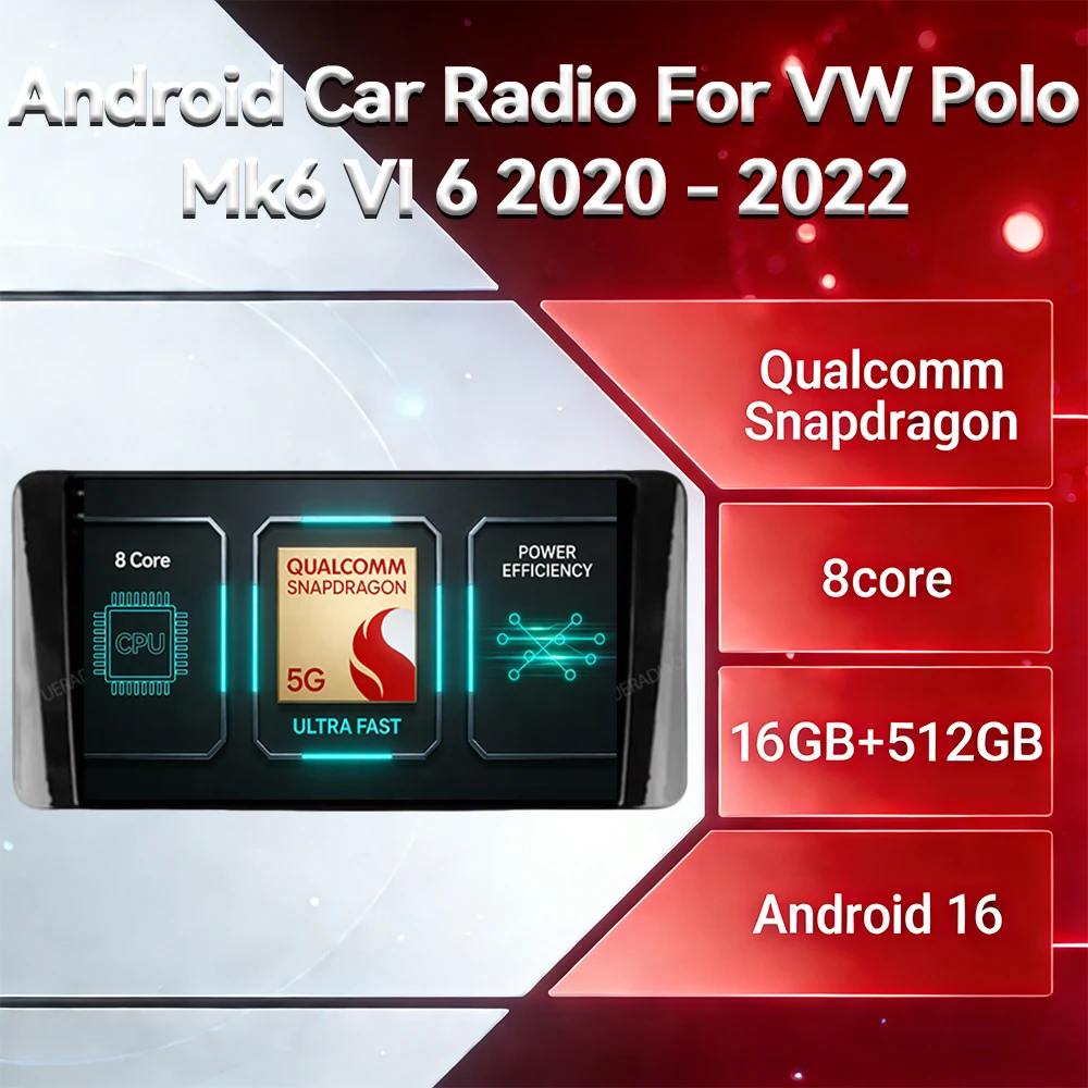 Android 16 Carplay Auto For Volkswagen Polo Mk6 VI 6 2020 2021 2022 Car Radio Multimedia Video Player Head Unit GPS NAVI 4G WIFI