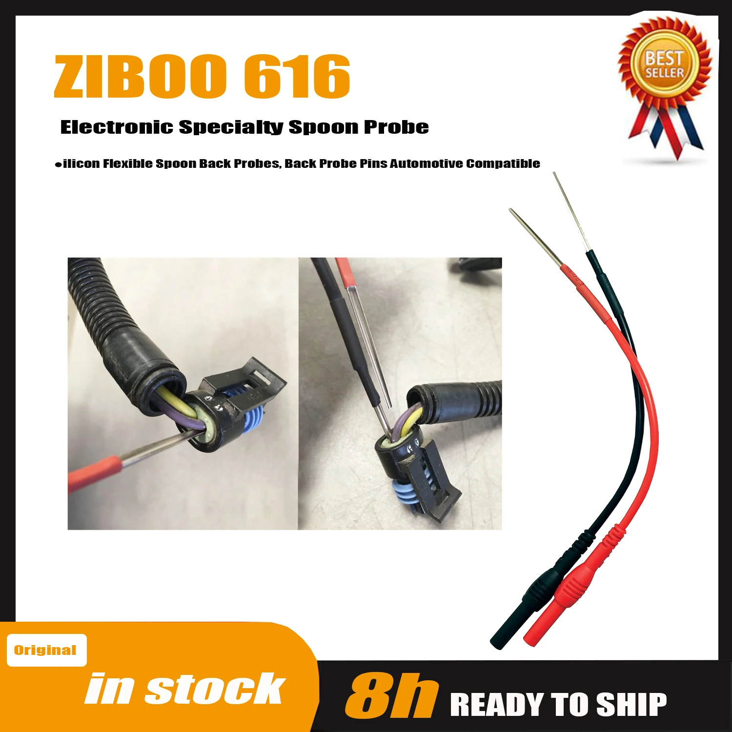 ZIBOO Electronic Specialty 616 Spoon Probe Backprobers, Silicon Flexible Spoon Probes, Back Probe Pins Automotive Compatible