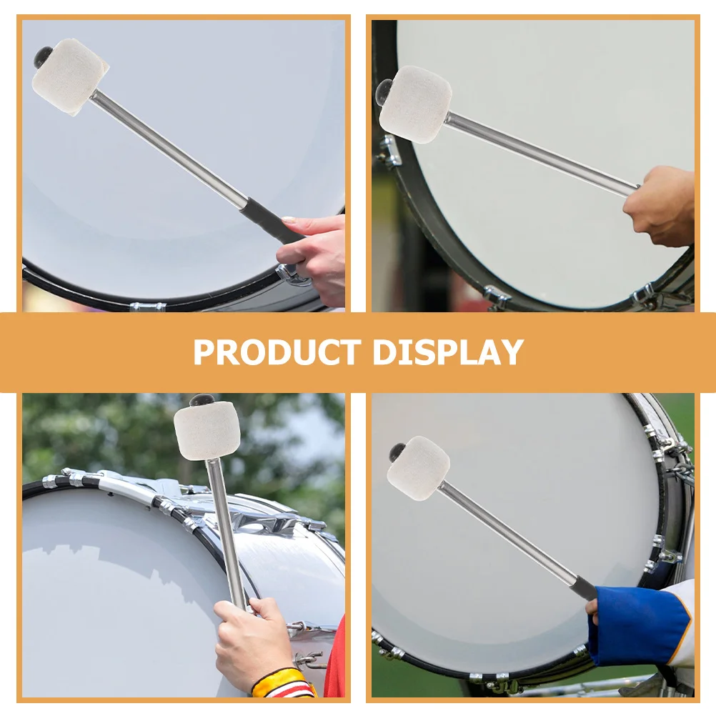 

2pcs Bass Mallets Stainless Steel Handle Felt Head Percussion Sticks For Bass Snare Drum Lightweight Music Drumsticks