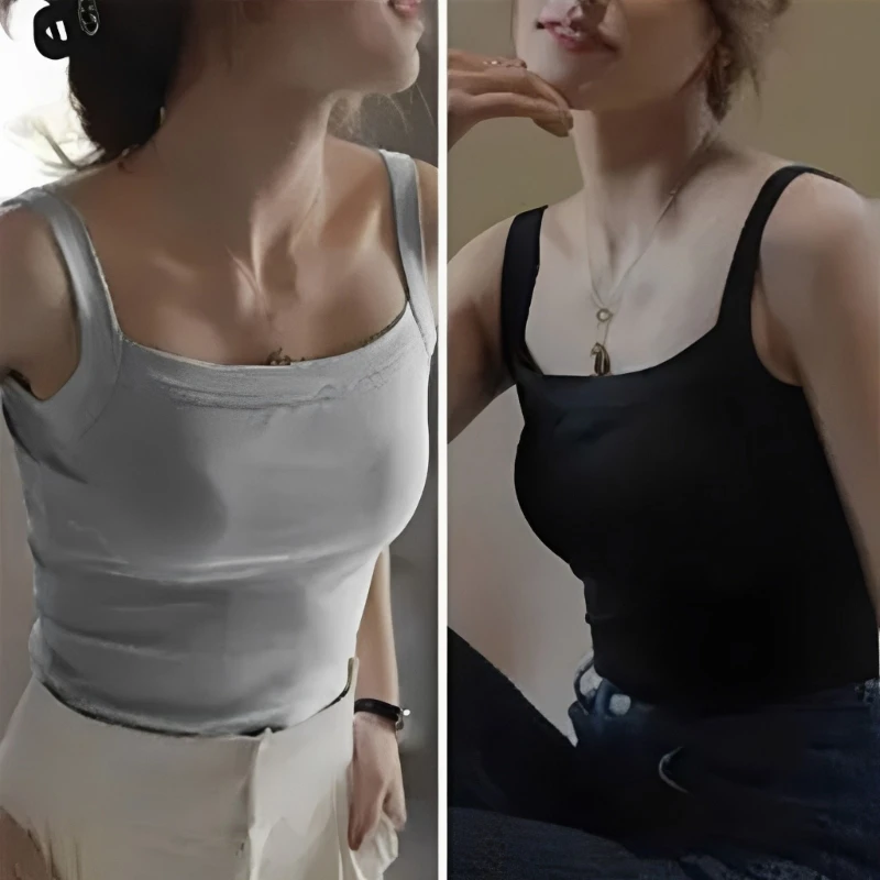 E56A Anti-exposure for Tank-Top Women Square Neck Camisoles Fashion Summer Sleeveless