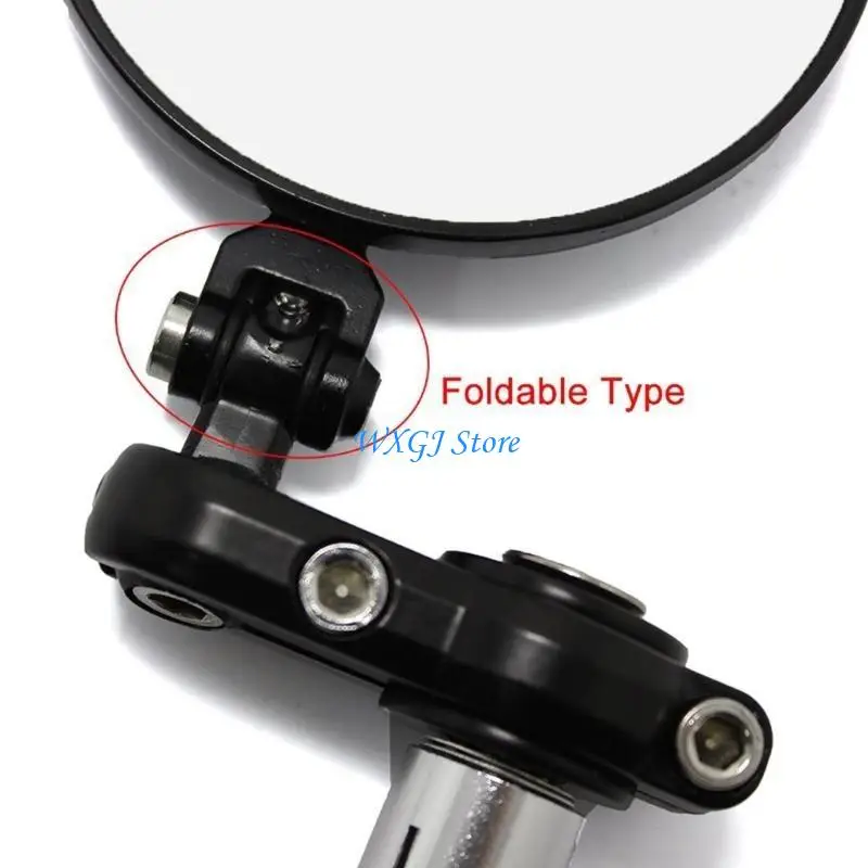 

37JE Aluminum 3" Foldable Side Mirrors Adjust Mirror for Motorcycle Handlebar Ends