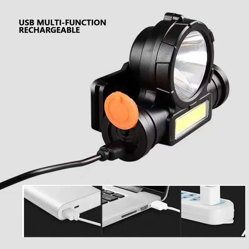 Portable LED Headlamp Waterproof COB Lantern Head Lamp USB Rechargeable 18650 Headlight Work Light with Magnet Fishing Torch