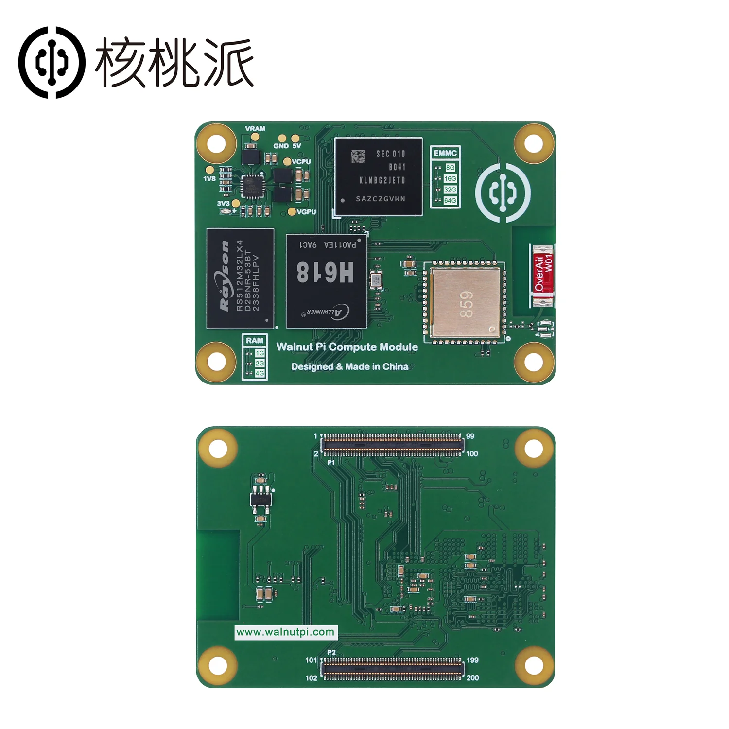 Walnut Pi CM1 Computing Module 1/2/4GB Allwinner H618 WiFi Bluetooth Mini PC Development Board SBC Computer Raspberry Pi CM4