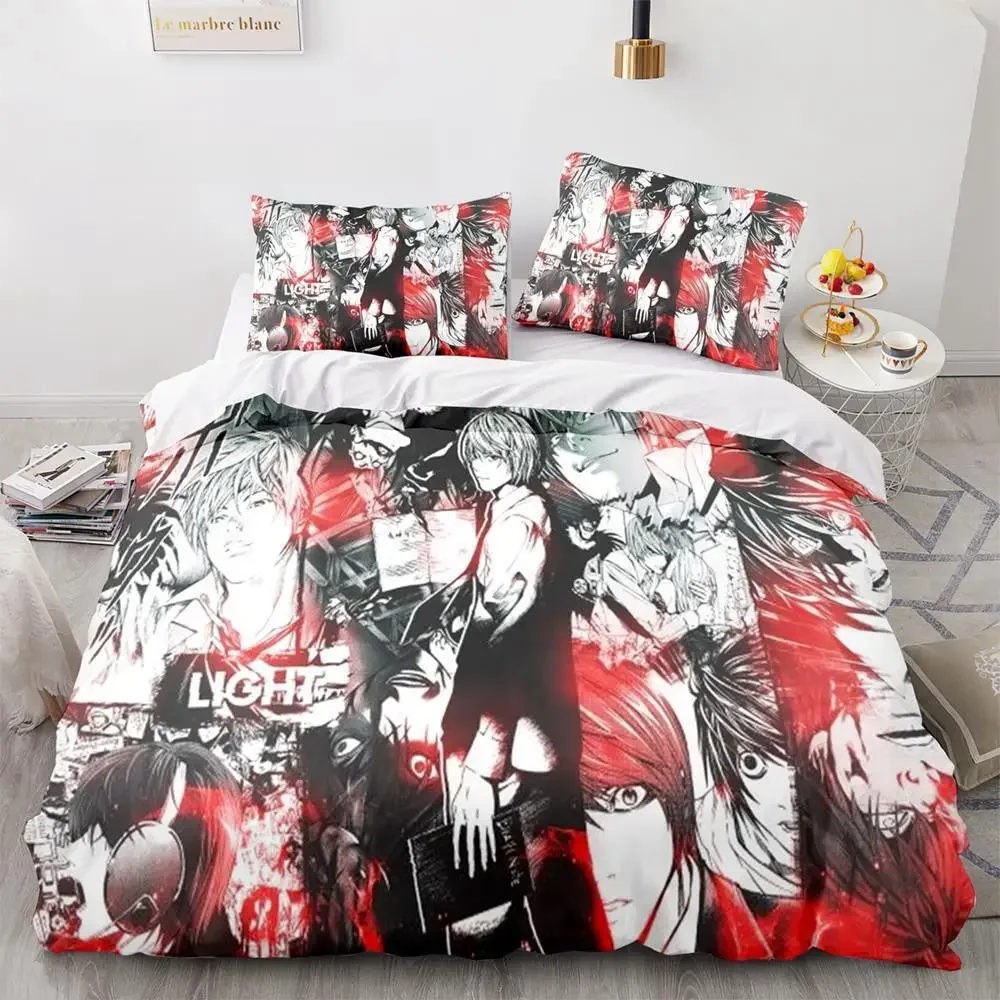 Death Note Bedding Set Single Twin Full Queen King Size Bed Set Adult Kids Bedroom Duvet cover Sets 3D Print Anime Death Note