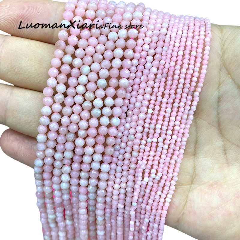 

Natural Stone 2 3 4MM Faceted Round Pink Opal Loose Spacer Beads for Jewelry Making Diy Earrings Bracelets Charms Accessories