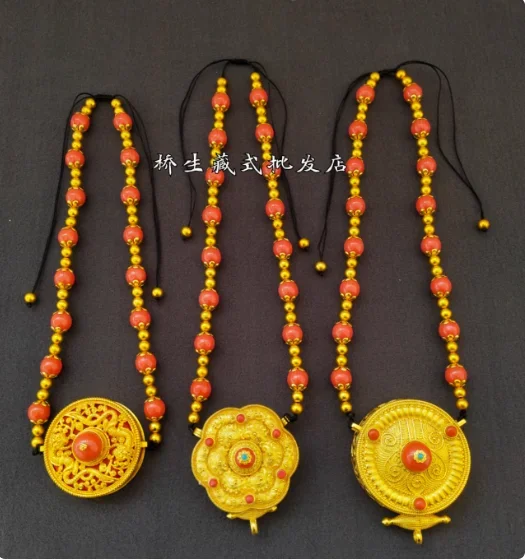 

Ожерелье Gawu с имитацией золота в китайском тибетском стиле, подходящее для выступлений