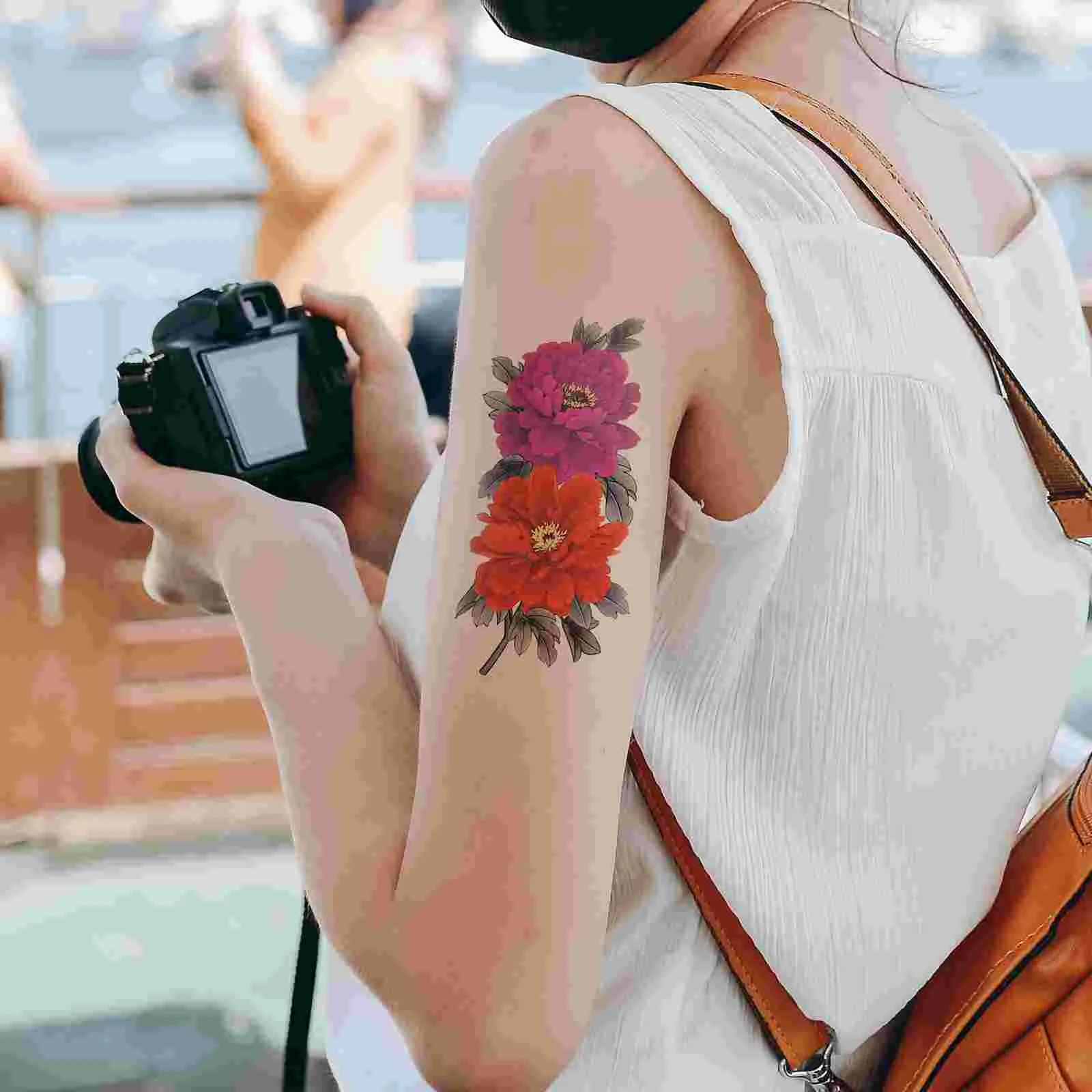 8 fogli di tatuaggi temporanei con bouquet di fiori per adulti, adesivi temporanei, uomo artificiale