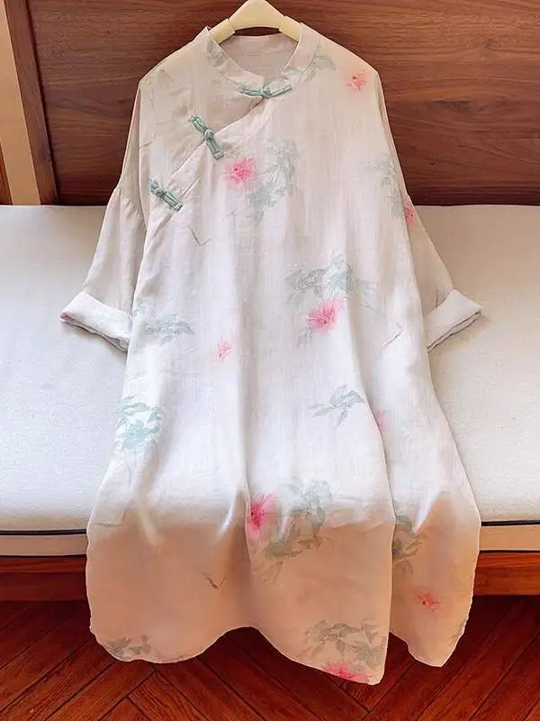 

plus Size Kimono Dr Women's Faion Artistic Design Slimming Overhead Skirt A-Line Midi Dr Long Sve Spring Dr
