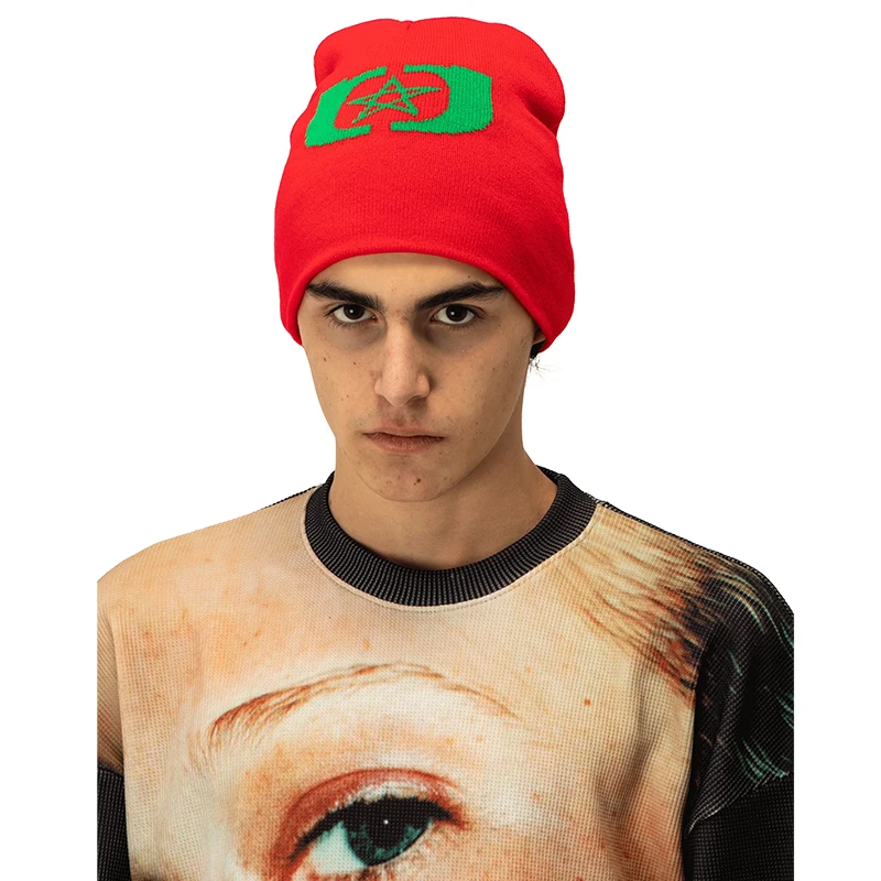 

2025 new Y2K fashionable star knitted hat Brazilian funny beanie hat street hat contrasting color outdoor unisex