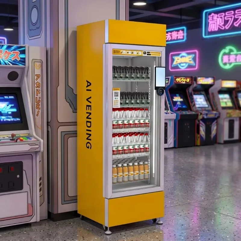 AI Smart Thermoelectric Cooler Combo Vending Machine Camera Monitoring Tempered Glass Body Multiple Payment Options Custom