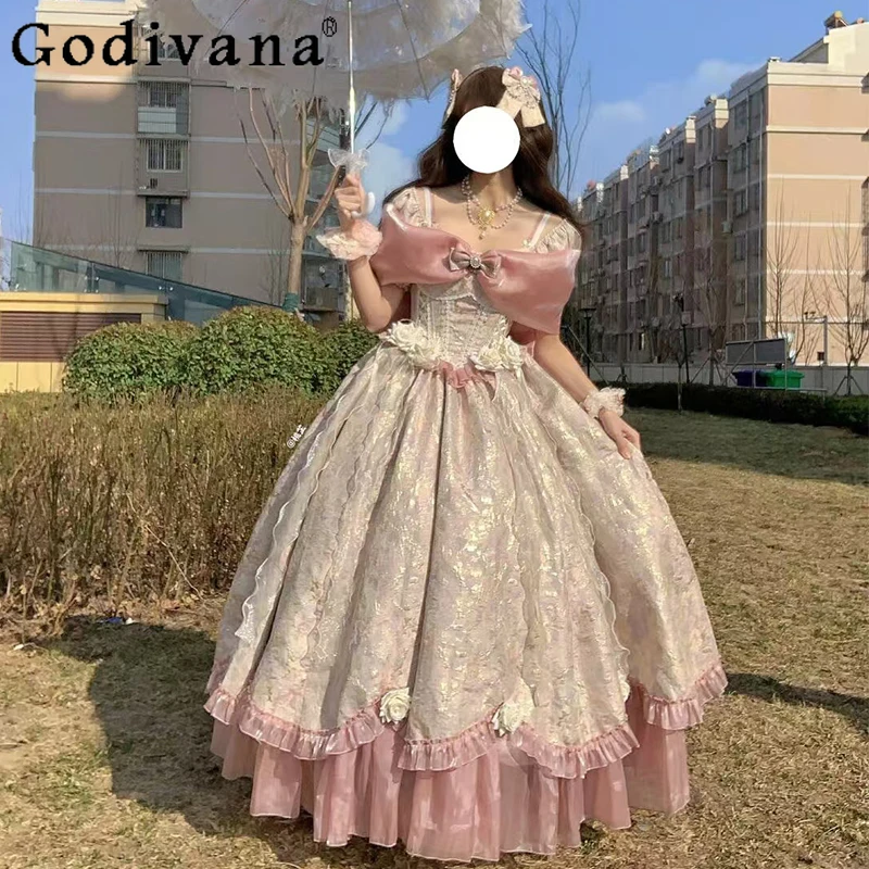 

Romany Blue Lolita Dress Off Shoulder Princess Student Day Dress for Women Bar Mitzvah Party Hosting Banquet Girls Dress