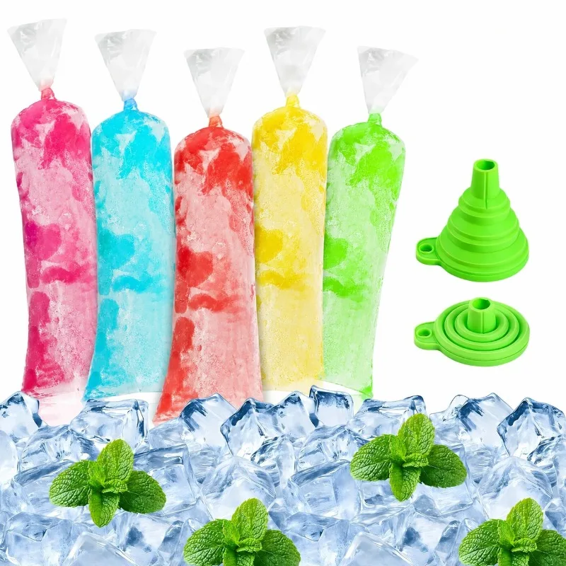 50/100/200pcs Disposable Popsicle Mold Bag Transparent Freezer Bag Plastic Ice Packs Suitable for Making Popsicles of All Flavor
