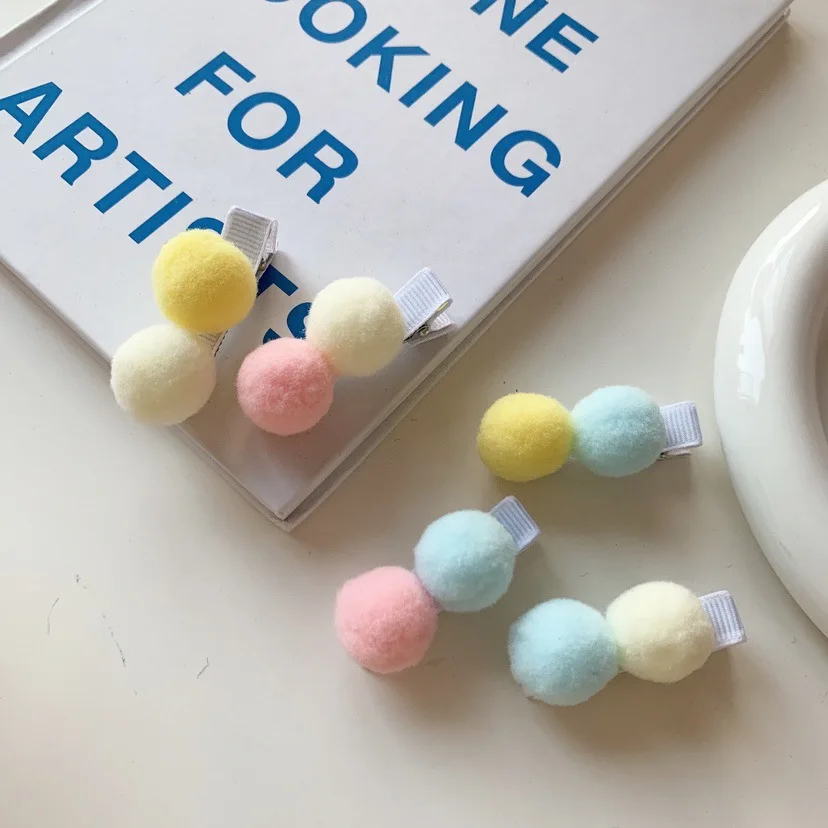 

Premium Colorful Pom Pom Hair Clip for Girls Cream Tone Winter Cute Side Clip for Bangs Soft Non Slip Strong