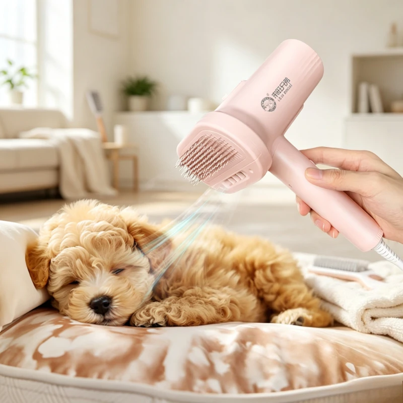 Pet Dryer Brush Blower Grooming Comb 2 in 1 for Small Dogs Poodle Bichon Fur Drying Styling Home Pet Care Tool 펫 드라이어 브러시