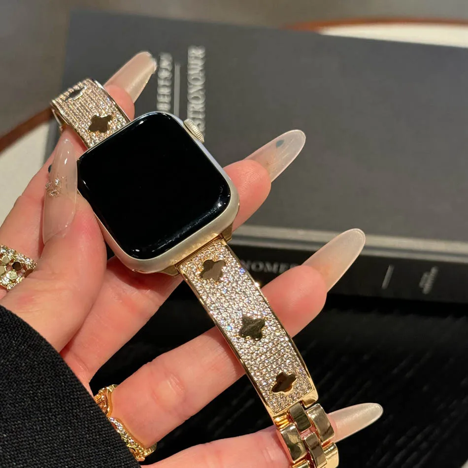 Luxe Fonkelende Diamanten Sieraden Band Voor Apple iWatch Serie UItra 10 9 8 7 6 SE Horlogeband 42 40 41 38 49 45 44 46mm Armband