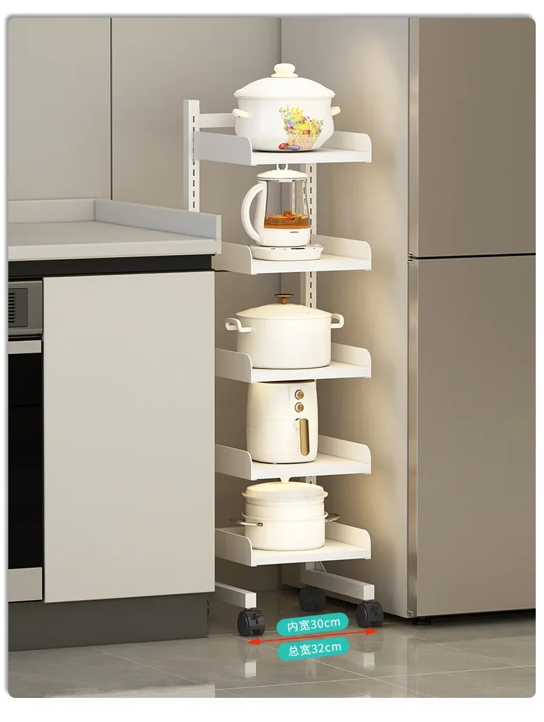 Kitchen floor-standing multi-layer storage rack, extremely narrow gap refrigerator