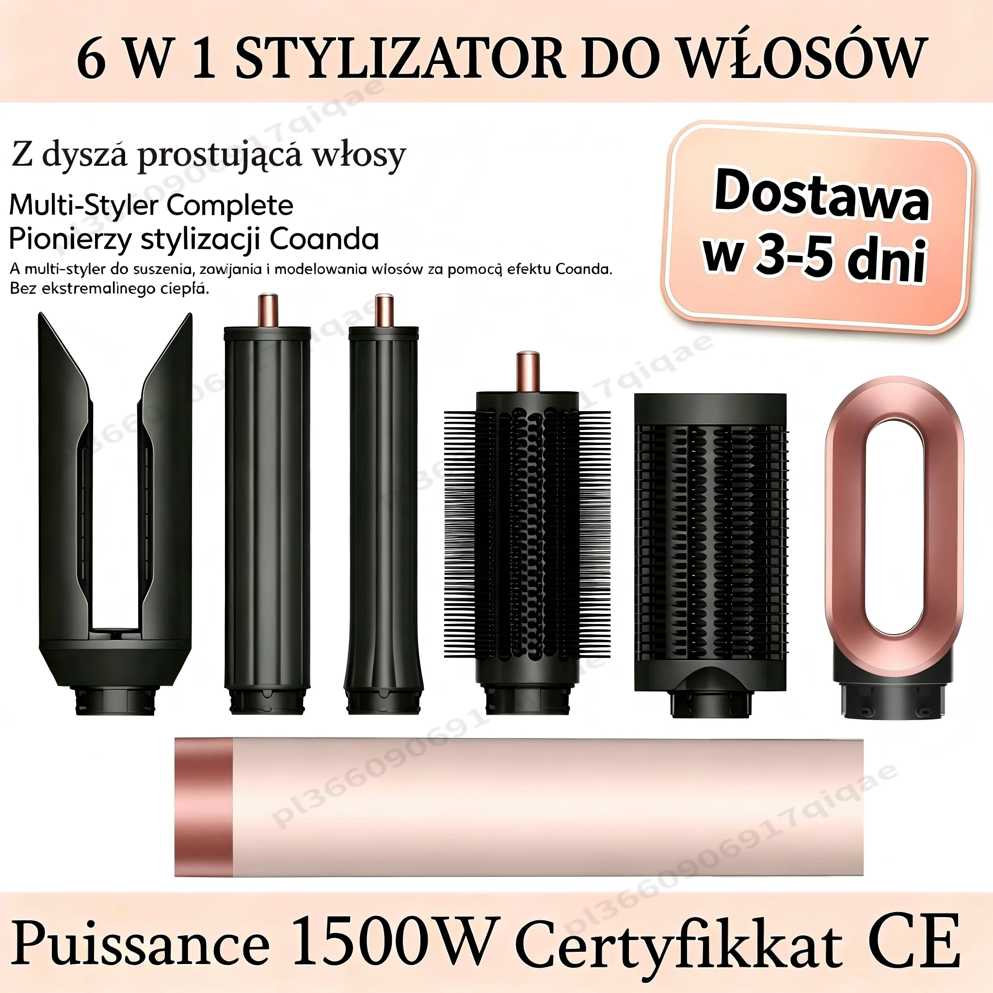SenCiciMen 6-w-1 Szczotka do stylizacji i suszenia włosów z automatycznym owijaniem, lokówki z szybka suszarka z jonizacją, szybkie suszenie, kręcenie, zwiększanie objętości i prostowanie włosów