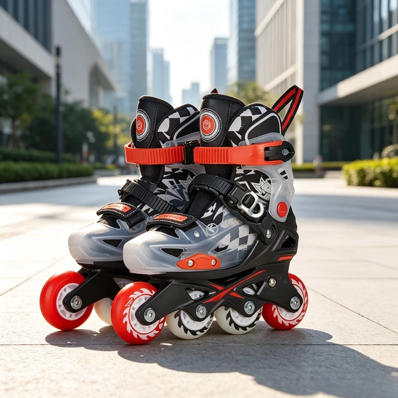 Kids Adjustable Roller Skates 6 Size Convertible Inline Quad Design Black S Size for Boys Girls Beginner Gift Set 아동 롤러스케이트